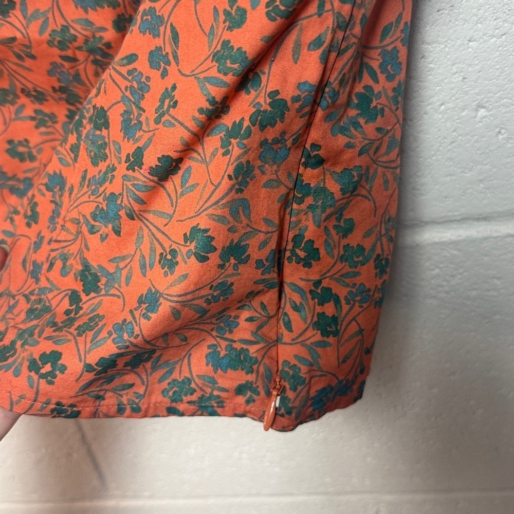 Madewell Amari Twist Detail Shirt Sunset Haze Orange Green Size 8 - Picture 7 of 8